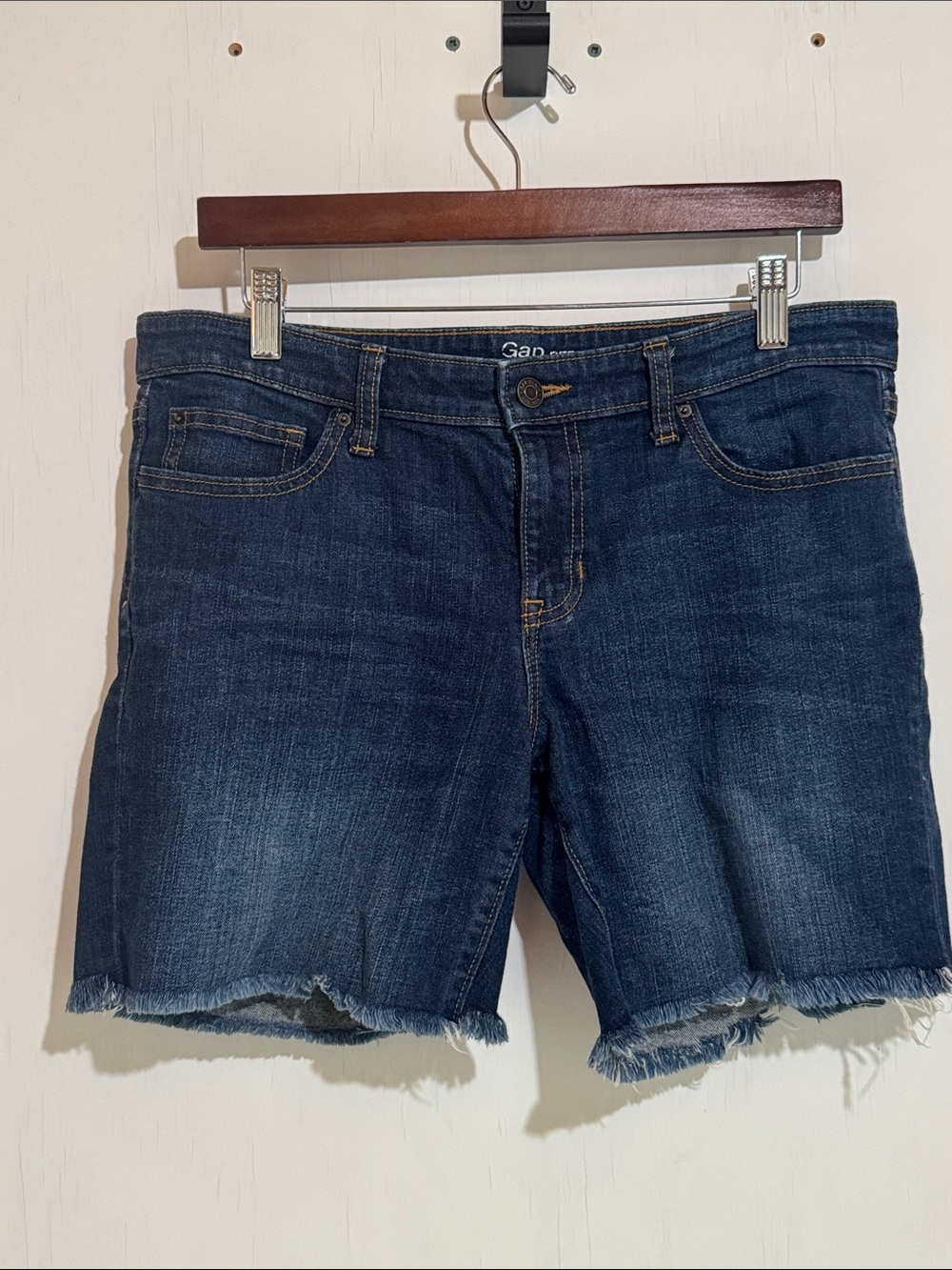 GAP Indigo Blue Frayed Hem Denim Shorts
